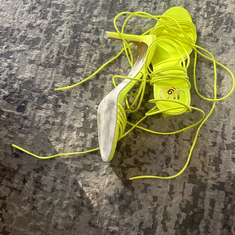 Neon Yellow J lLo strappy sandles